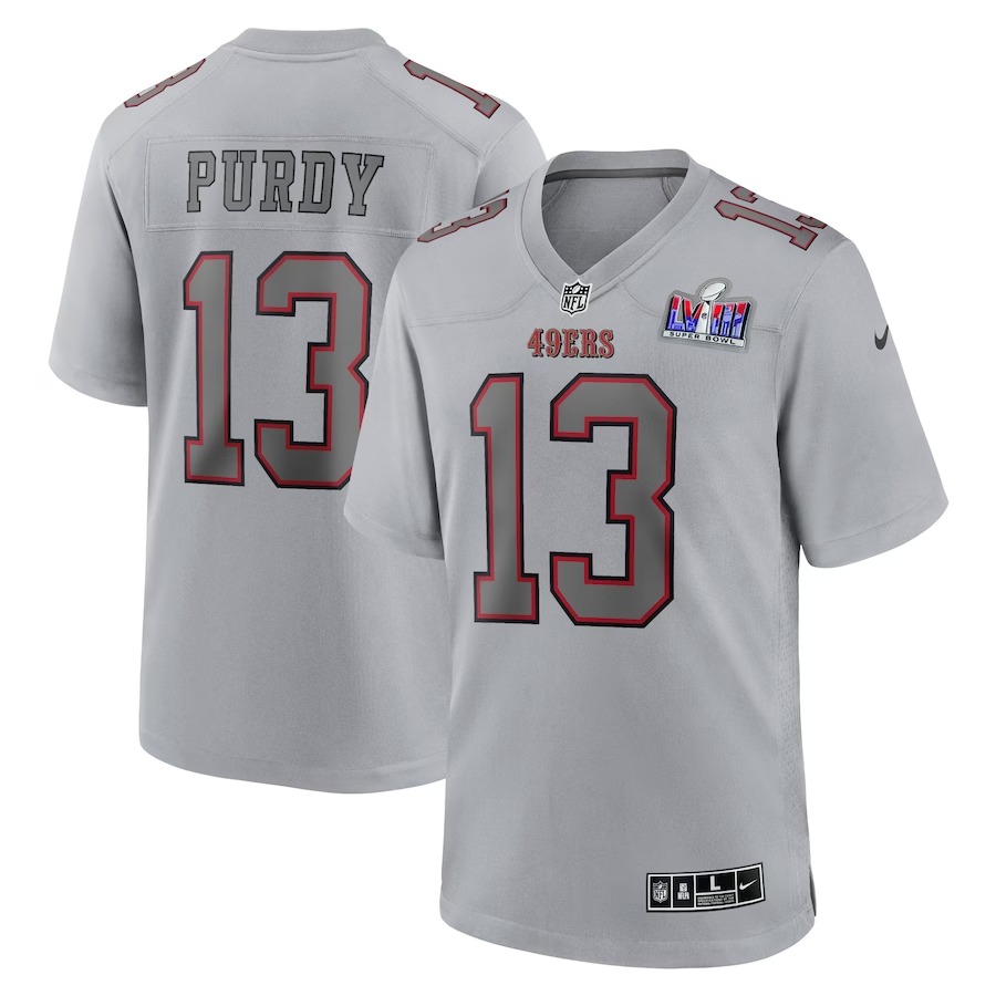 Men's San Francisco 49ers Brock Purdy Nike Gray Super Bowl LVIII Atmosphere Fashion Game Jersey - ujerseystore