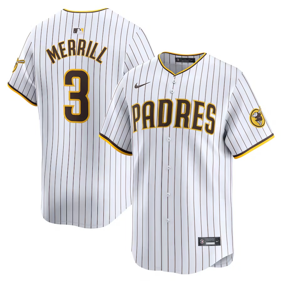 Men's San Diego Padres Jackson Merrill Nike White Home Limited Jersey - ujerseystore