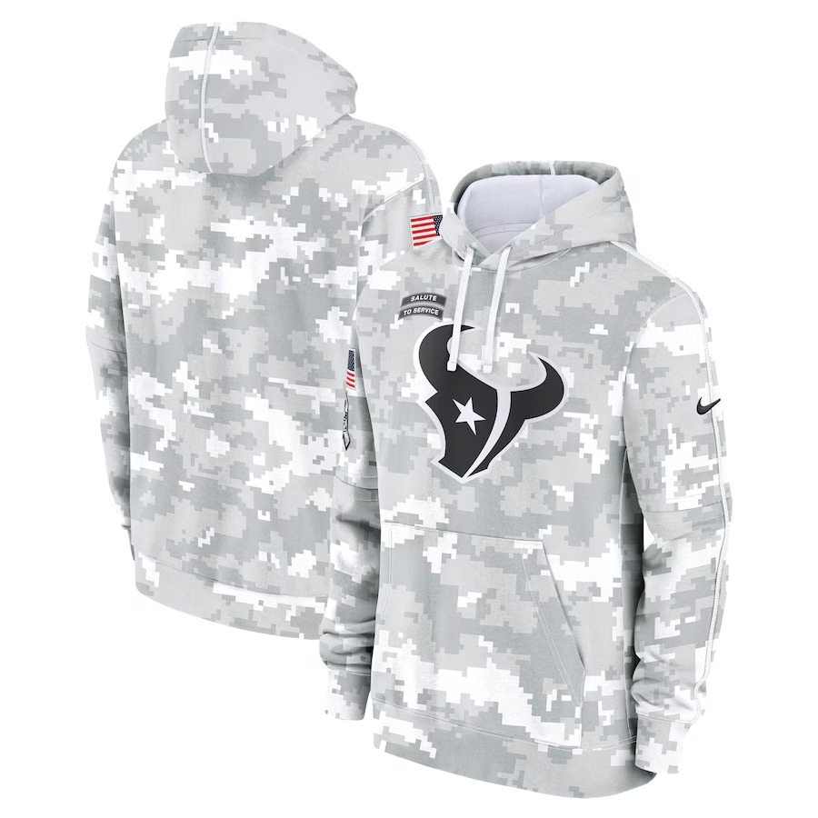 Men's Houston Texans Nike Arctic Camo 2024 Salute to Service Club Fleece Pullover Hoodie - ujerseystore