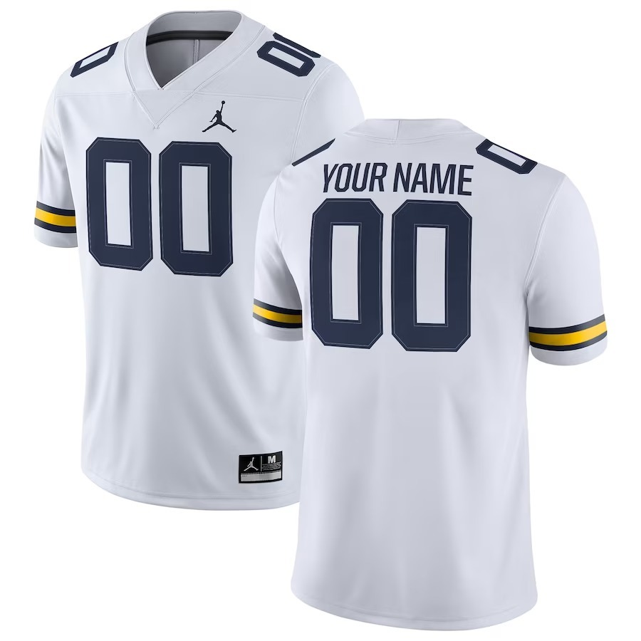 Michigan Wolverines Jordan Brand Custom Game Jersey - White - ujerseystore