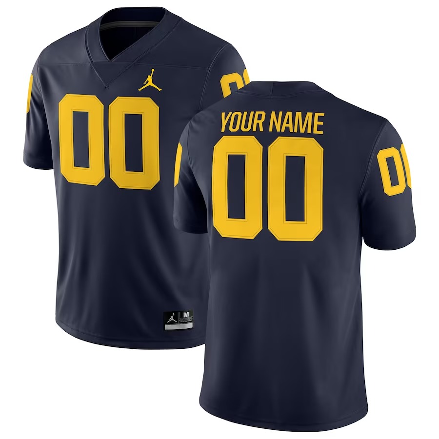 Michigan Wolverines Jordan Brand Football Custom Game Jersey - Navy - ujerseystore