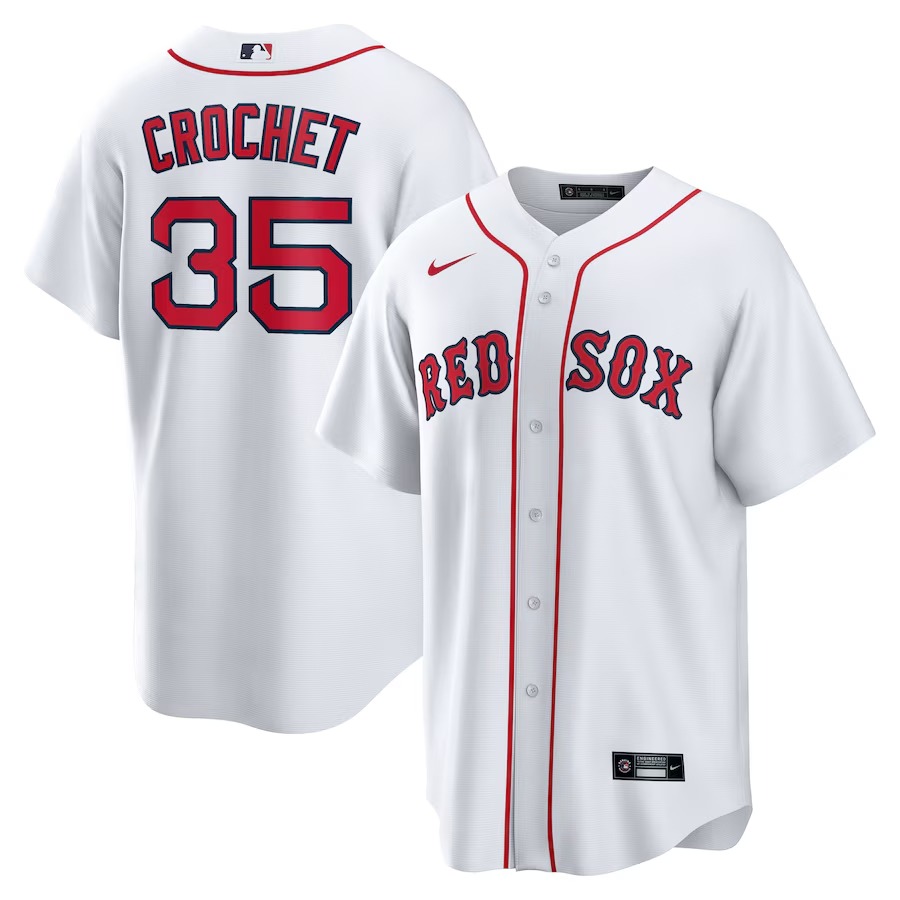 Men's Boston Red Sox Garrett Crochet Nike White Home Replica Jersey - ujerseystore
