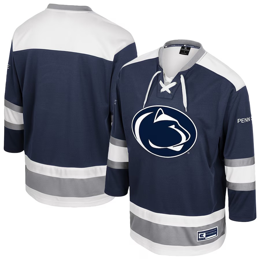 Men's Colosseum  Navy Penn State Nittany Lions Athletic Machine Fashion Hockey Jersey - ujerseystore