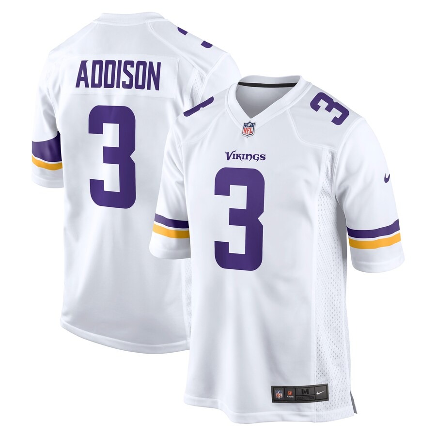 Men's Minnesota Vikings Jordan Addison Nike White Away Game Jersey - ujerseystore