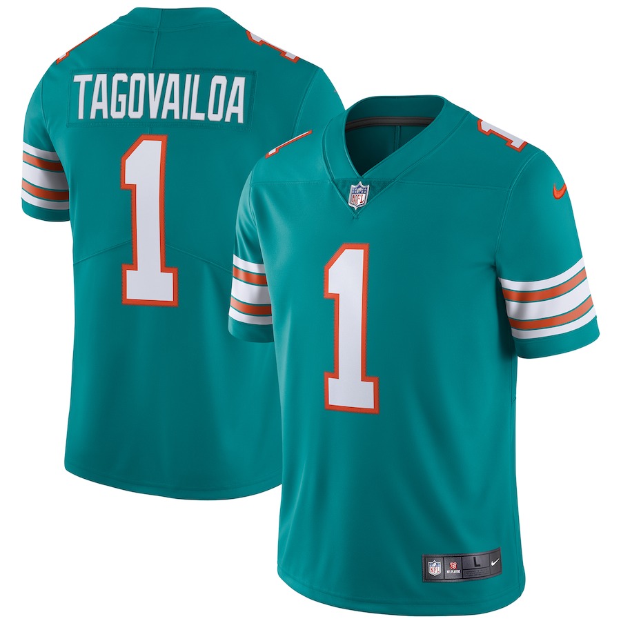 Men's Miami Dolphins Tua Tagovailoa Nike Aqua Alternate Vapor Limited Jersey - ujerseystore