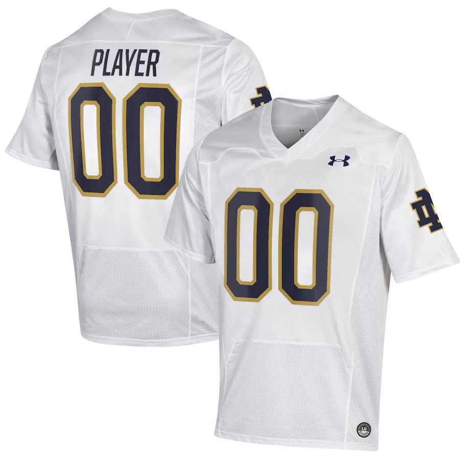 Notre Dame Fighting Irish Under Armour Pick-A-Player NIL Replica Football Jersey - White - ujerseystore