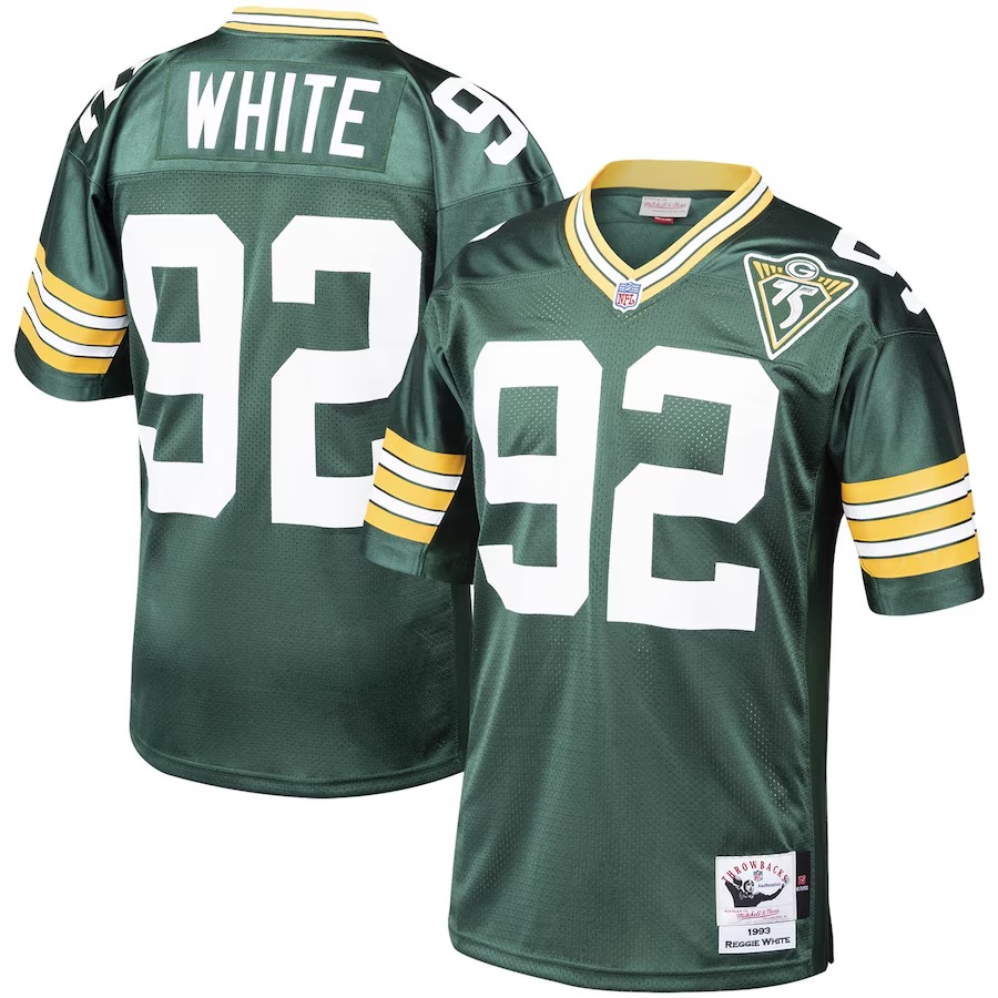 Men's Green Bay Packers 1993 Reggie White Mitchell & Ness Green Authentic Throwback Retired Player Jersey - ujerseystore