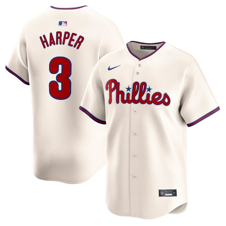 Men's Philadelphia Phillies Bryce Harper Nike Cream 3rd Alternate Limited Player Jersey - ujerseystore