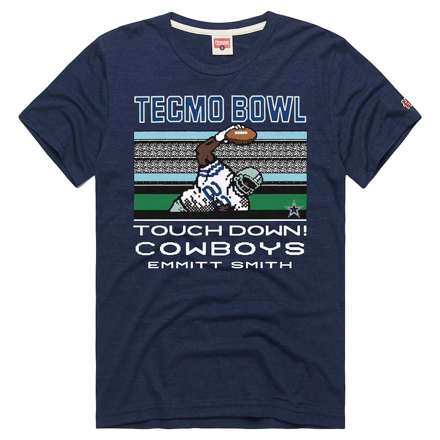 Men's Dallas Cowboys Emmitt Smith Homage Navy Tecmo Bowl Retired Player Graphic Tri-Blend T-Shirt - ujerseystore