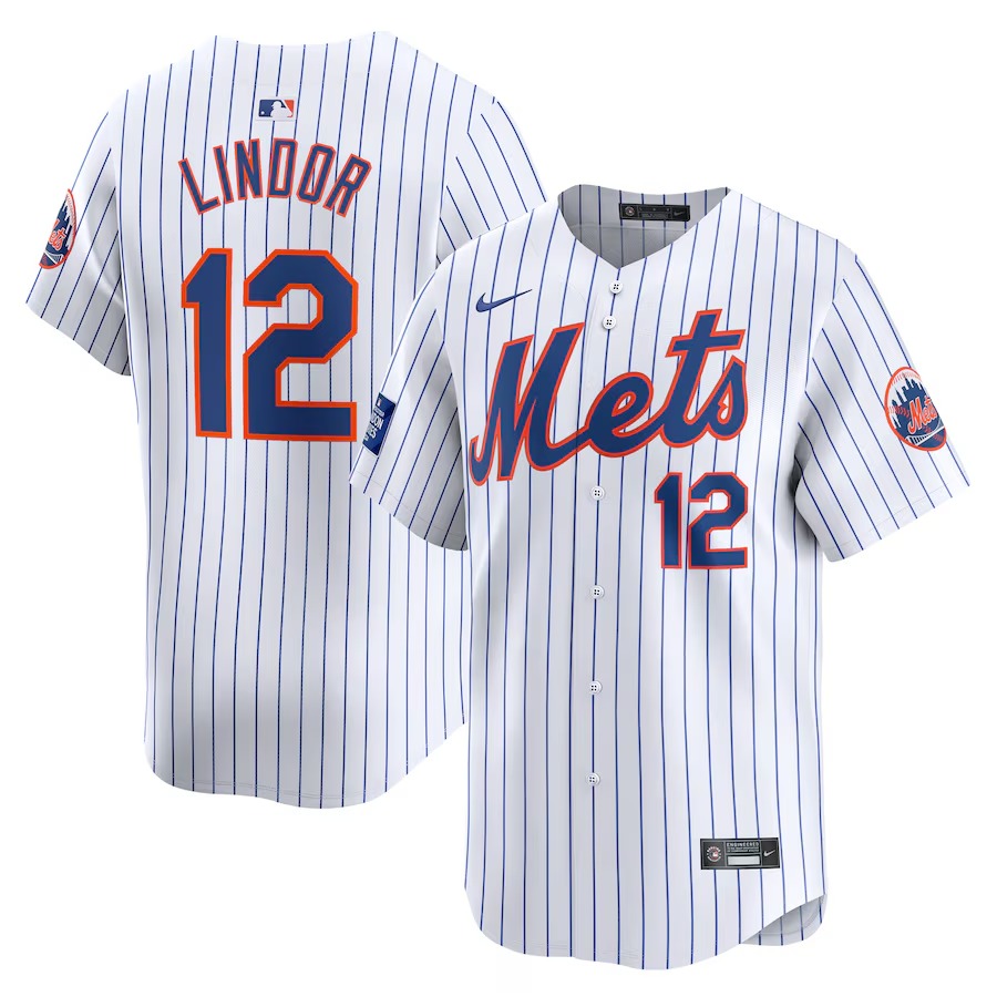 Men's New York Mets Francisco Lindor Nike White 2024 MLB World Tour London Series Home Limited Player Jersey - ujerseystore