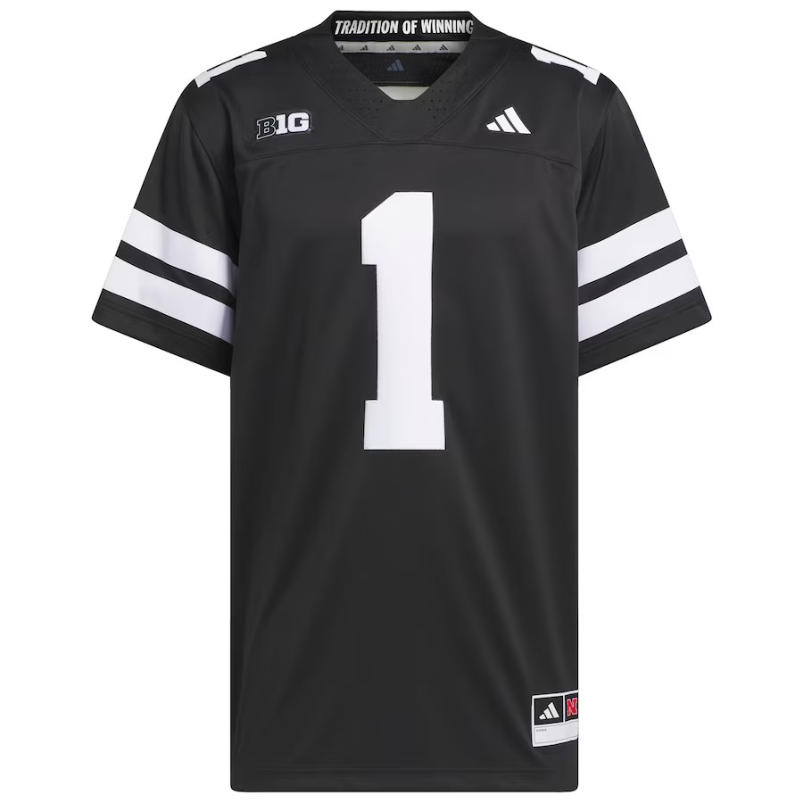 Men's adidas #1 Black Nebraska Huskers Alternate Premier Jersey - ujerseystore