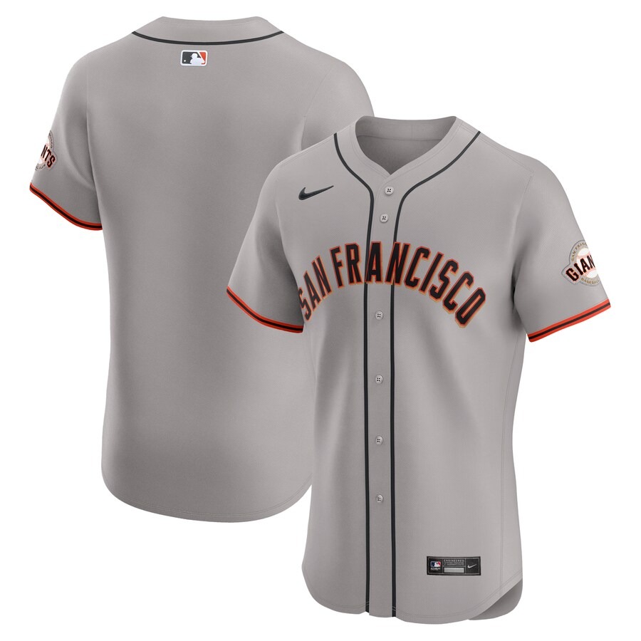 Men's San Francisco Giants  Nike Gray Road Vapor Premier Elite Patch Jersey - ujerseystore