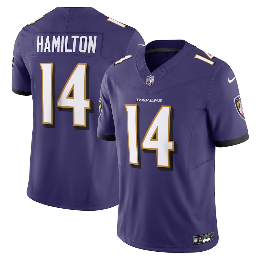Men's Baltimore Ravens Kyle Hamilton Nike Purple Vapor F.U.S.E. Limited Jersey - ujerseystore