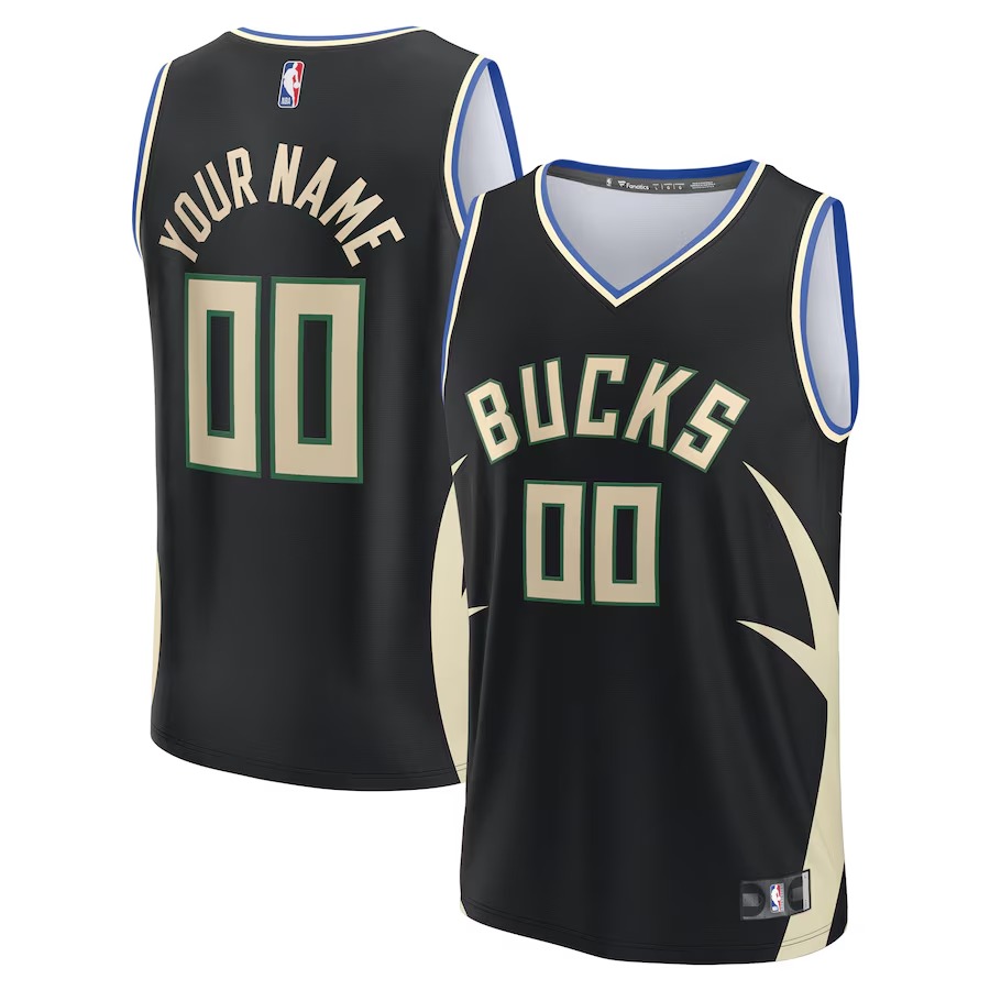 Men's Milwaukee Bucks Fanatics Black Custom Fast Break Jersey - Statement Edition - ujerseystore
