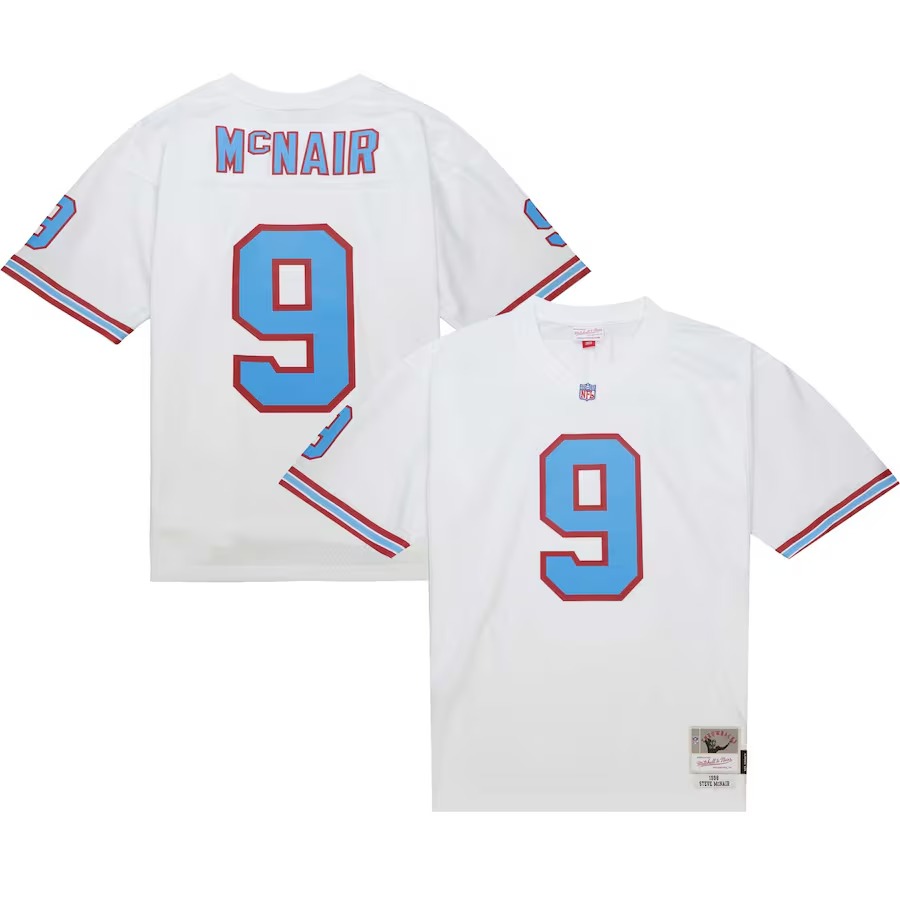 Men's Tennessee Oilers Steve McNair Mitchell & Ness White Legacy Replica Jersey - ujerseystore