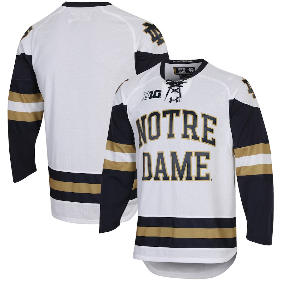 Men's Under Armour White Notre Dame Fighting Irish UA Replica Hockey Jersey - ujerseystore