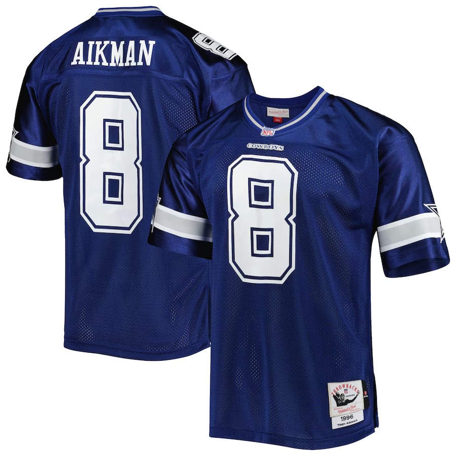 Men's Dallas Cowboys 1996 Troy Aikman Mitchell & Ness Navy Authentic Throwback Retired Player Jersey - ujerseystore