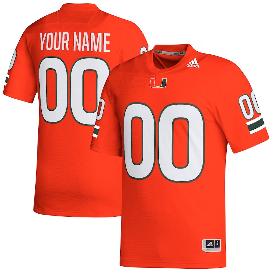 Miami Hurricanes adidas Custom Football Jersey - Orange - ujerseystore