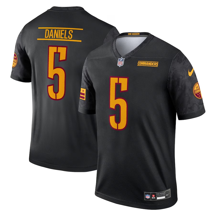 Men's Washington Commanders Jayden Daniels Nike Black Legend Player Performance Top - ujerseystore