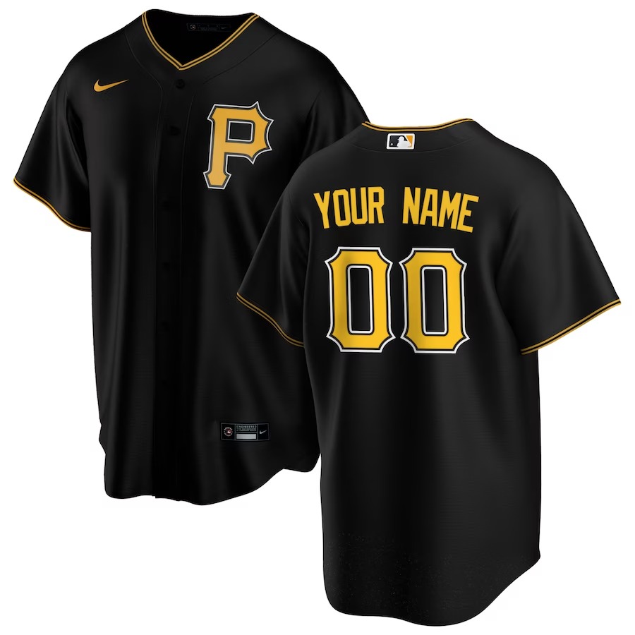 Men's Pittsburgh Pirates Nike Black Alternate Replica Custom Jersey - ujerseystore