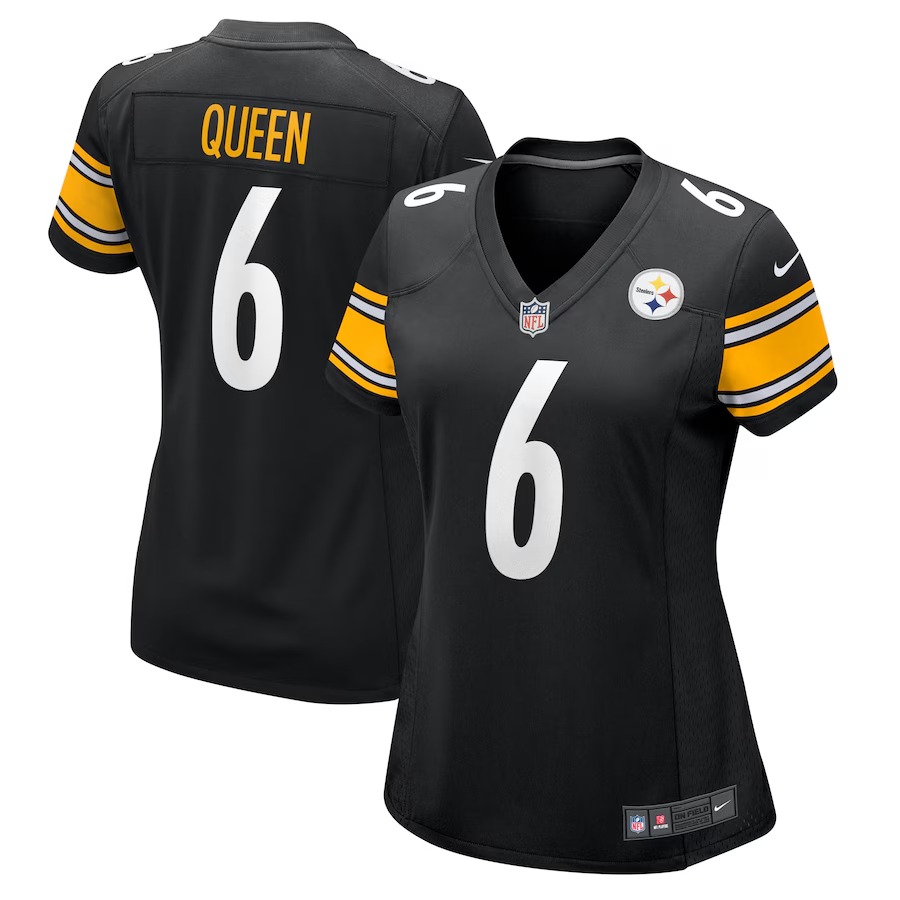 Women's Pittsburgh Steelers Patrick Queen Nike Black Team Game Jersey - ujerseystore