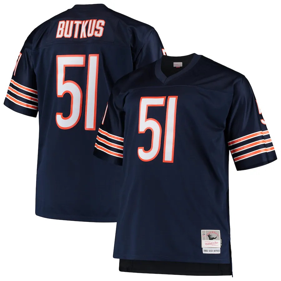 Men's Chicago Bears Dick Butkus Mitchell & Ness Navy Big & Tall 1966 Retired Player Replica Jersey - ujerseystore