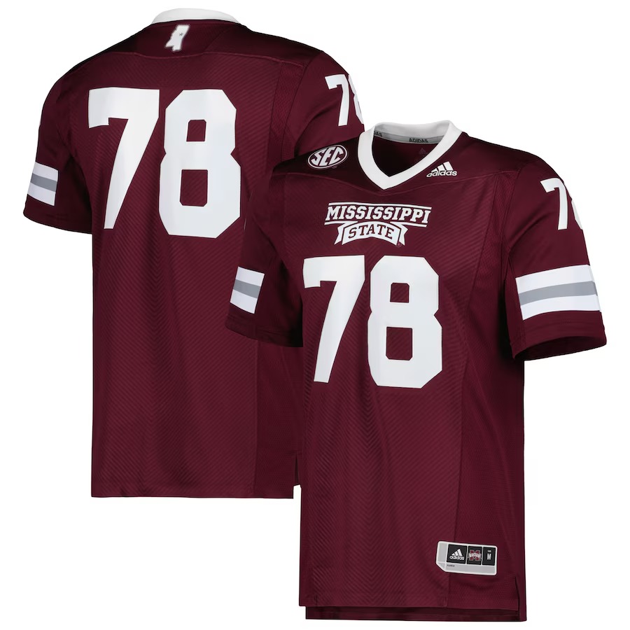 #78 Mississippi State Bulldogs adidas Team Premier Football Jersey - Maroon - ujerseystore