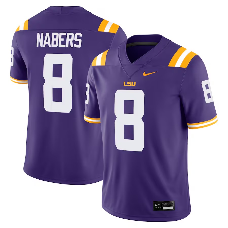 Men's Nike Malik Nabers Purple LSU Tigers Player Game Jersey - ujerseystore
