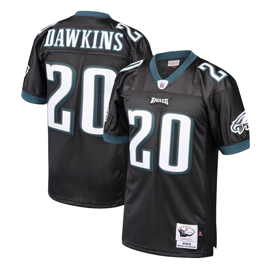 Men's Philadelphia Eagles 2003 Brian Dawkins Mitchell & Ness Black Authentic Throwback Retired Player Jersey - ujerseystore