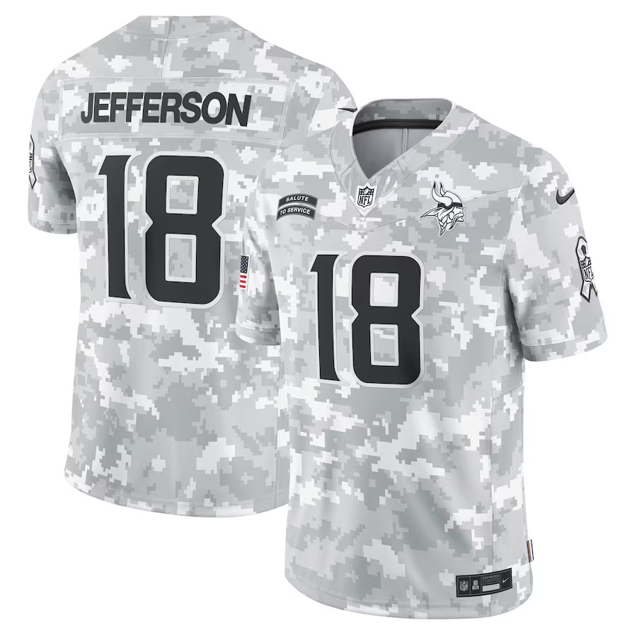 Men's Minnesota Vikings Justin Jefferson Nike Arctic Camo 2024 Salute to Service Limited Jersey - ujerseystore