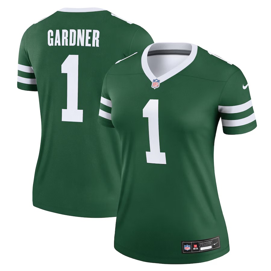 Women's New York Jets Ahmad Sauce Gardner Nike Legacy Green Legend Player Performance Top - ujerseystore