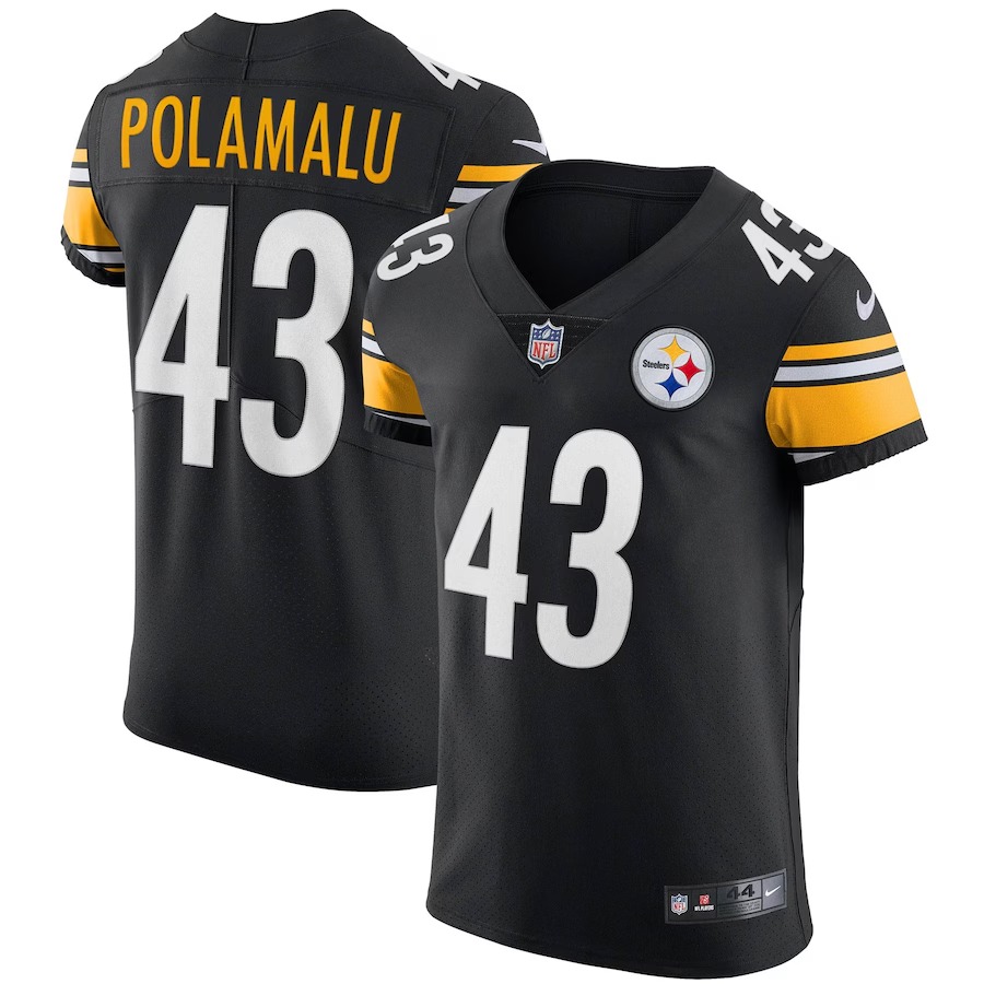 Men's Pittsburgh Steelers Troy Polamalu Nike Black Retired Player Elite Jersey - ujerseystore