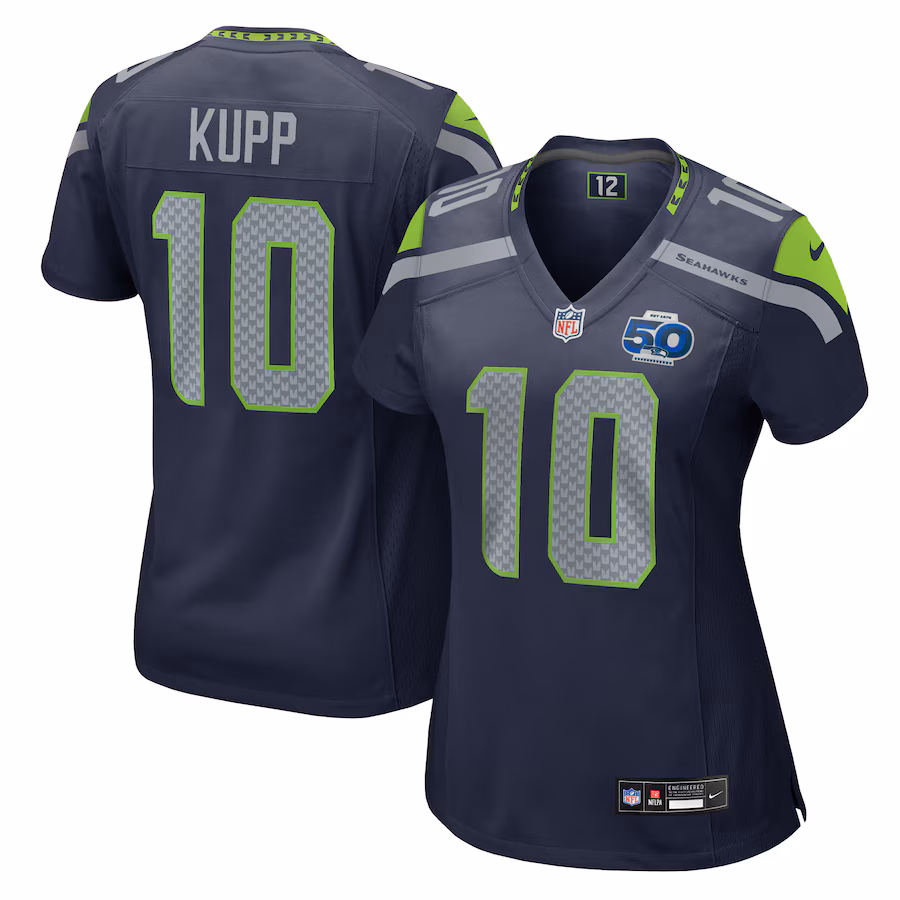 Women's Seattle Seahawks Cooper Kupp Nike College Navy Team 50th Season Game Jersey - ujerseystore