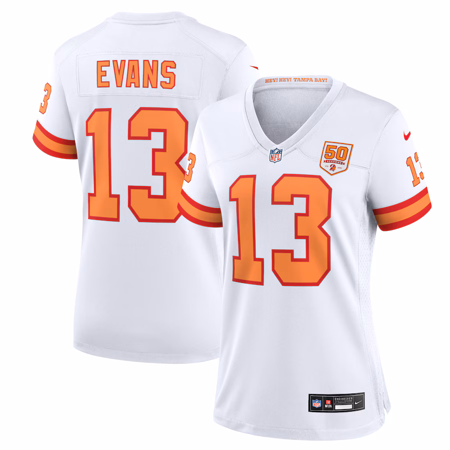 Women's '76 Tampa Bay Buccaneers Mike Evans Nike White 50th Season Game Jersey - ujerseystore