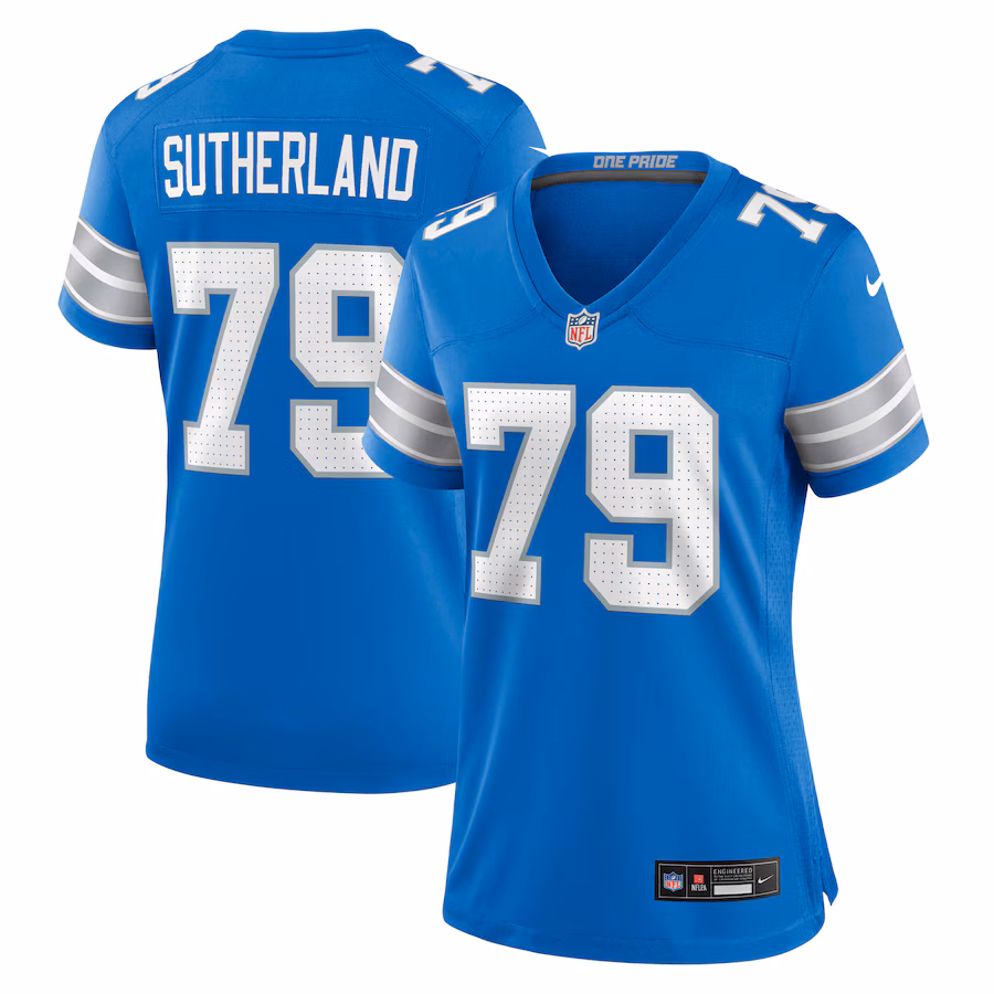 Women's Detroit Lions Keaton Sutherland Nike Blue Team Game Jersey - ujerseystore