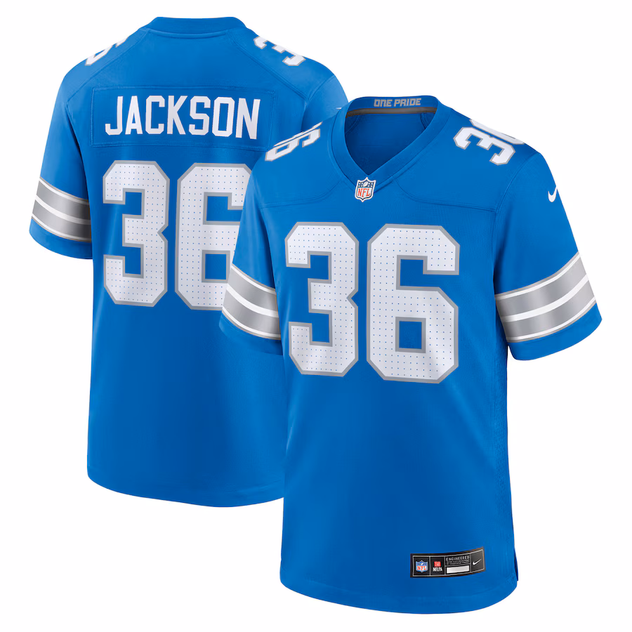 Men's Detroit Lions Deon Jackson Nike Blue Team Game Jersey - ujerseystore
