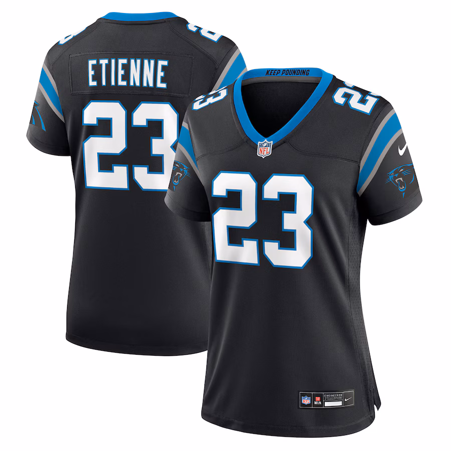 Women's Carolina Panthers Trevor Etienne Nike Black Team Game Jersey - ujerseystore