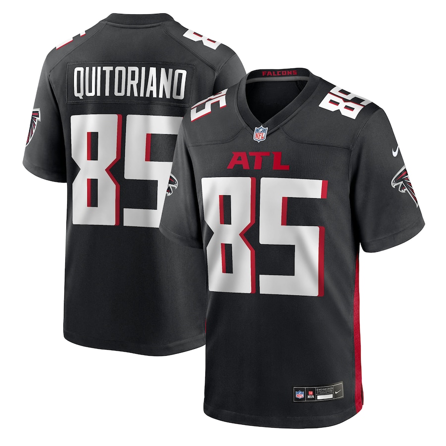 Men's Atlanta Falcons Teagan Quitoriano Nike Black Team Game Jersey - ujerseystore