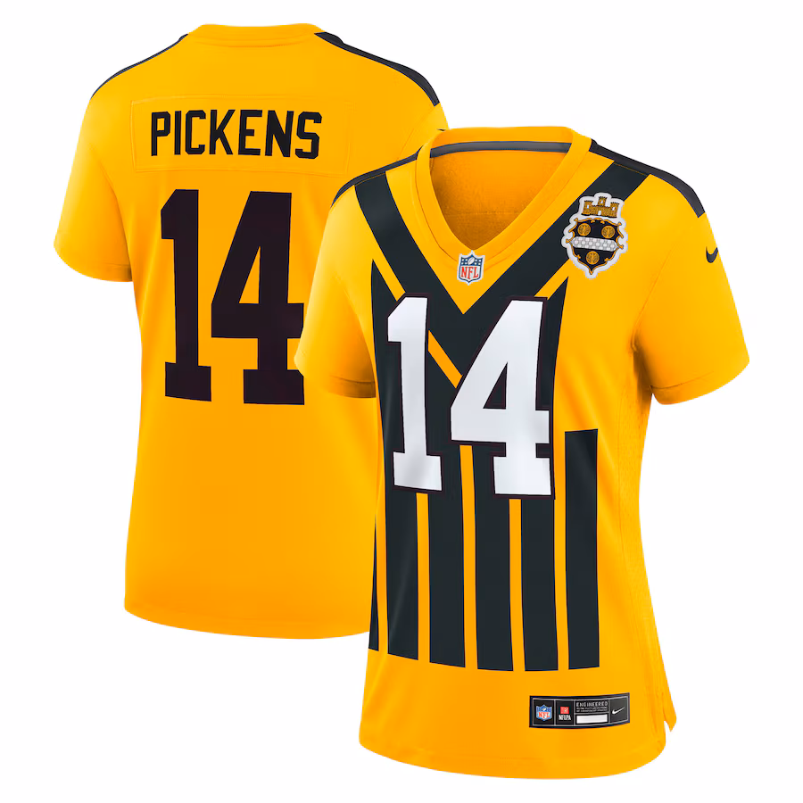 Women's Pittsburgh Steelers George Pickens Nike Gold Alternate 1933 Throwback Game Jersey - ujerseystore