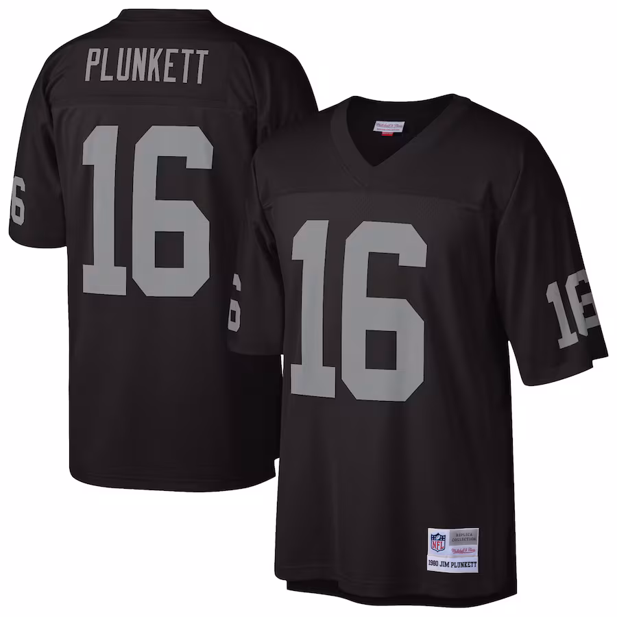 Men's Oakland Raiders Jim Plunkett Mitchell & Ness Black 1980 Legacy Replica Jersey - ujerseystore
