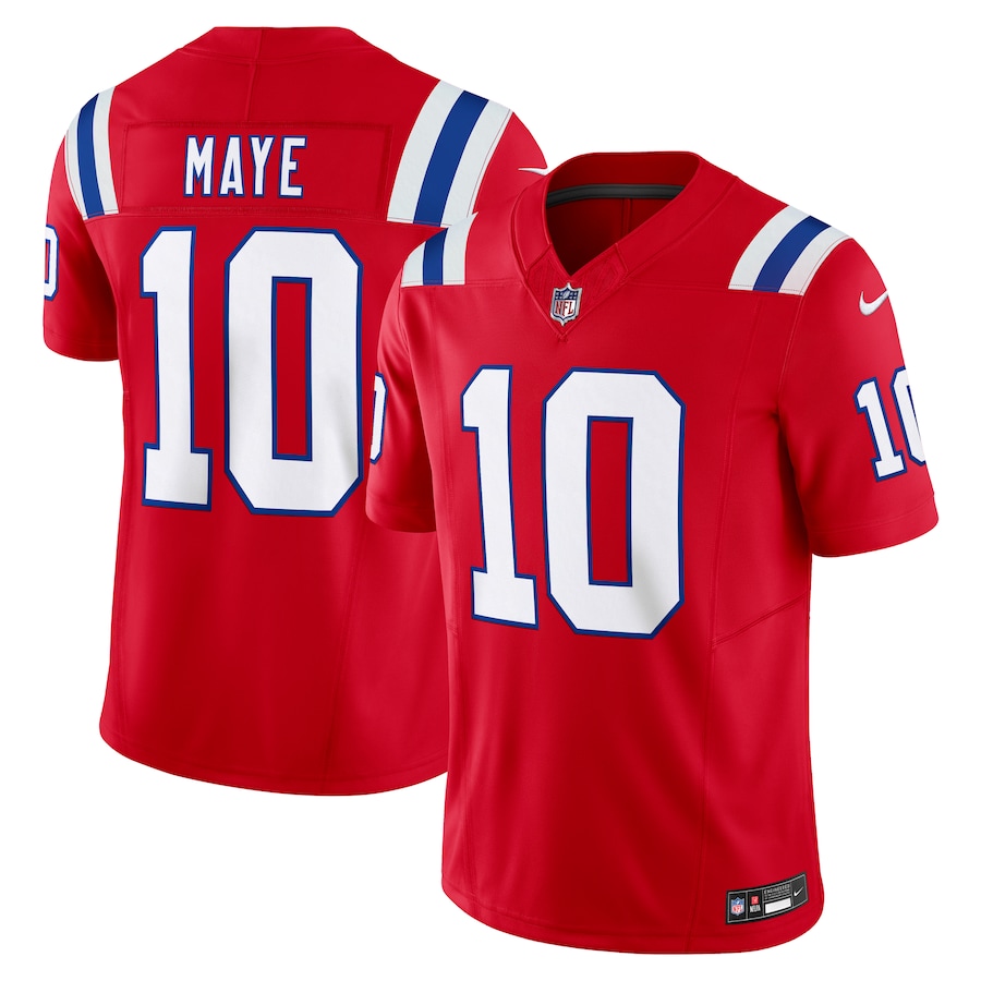 Men's New England Patriots Drake Maye Nike Red Alternate Vapor F.U.S.E. Limited Jersey - ujerseystore