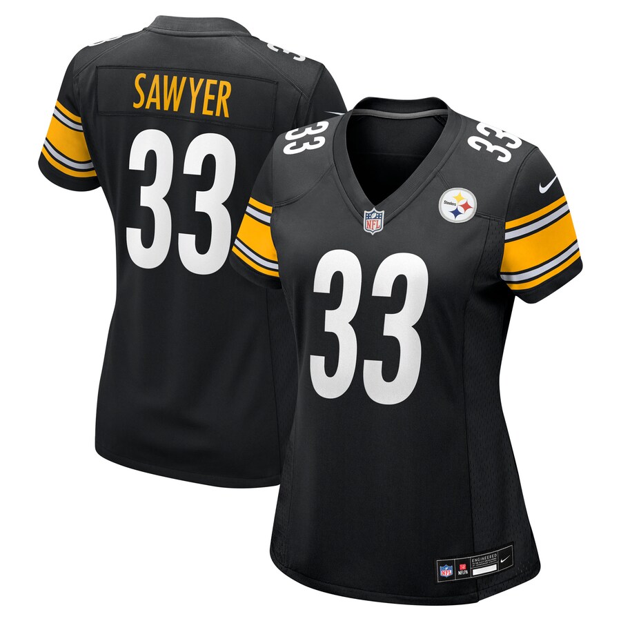 Women's Pittsburgh Steelers Jack Sawyer Nike Black Team Game Jersey - ujerseystore