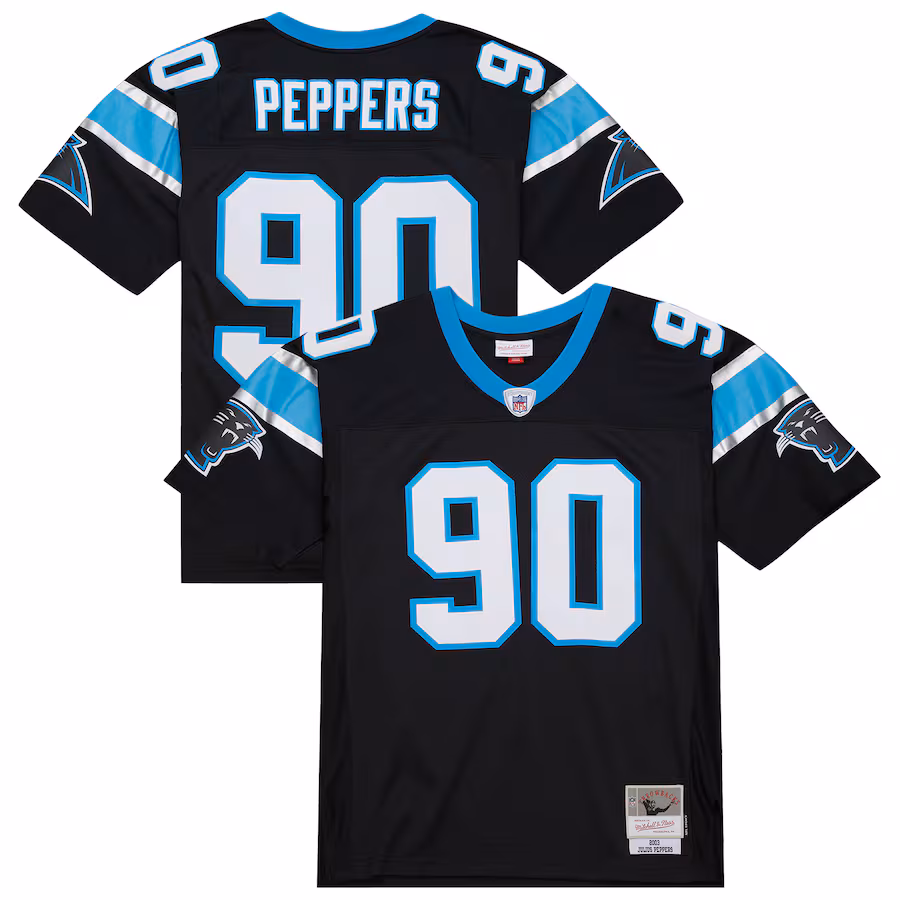 Men's Carolina Panthers Julius Peppers Mitchell & Ness Black Big & Tall 2003 Alternate Legacy Retired Player Jersey - ujerseystore