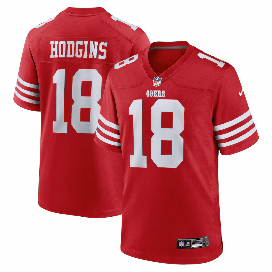 Men's San Francisco 49ers Isaiah Hodgins Nike Scarlet Team Game Jersey - ujerseystore