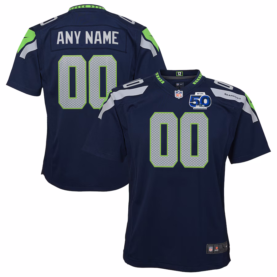 Youth Seattle Seahawks Nike College Navy 50th Season Team Custom Game Jersey - ujerseystore