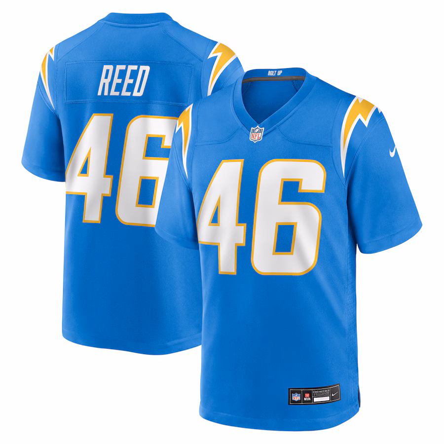 Men's Los Angeles Chargers Nikko Reed Nike Powder Blue Team Game Jersey - ujerseystore
