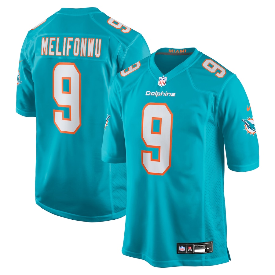 Men's Miami Dolphins Ifeatu Melifonwu Nike Aqua Team Game Jersey - ujerseystore