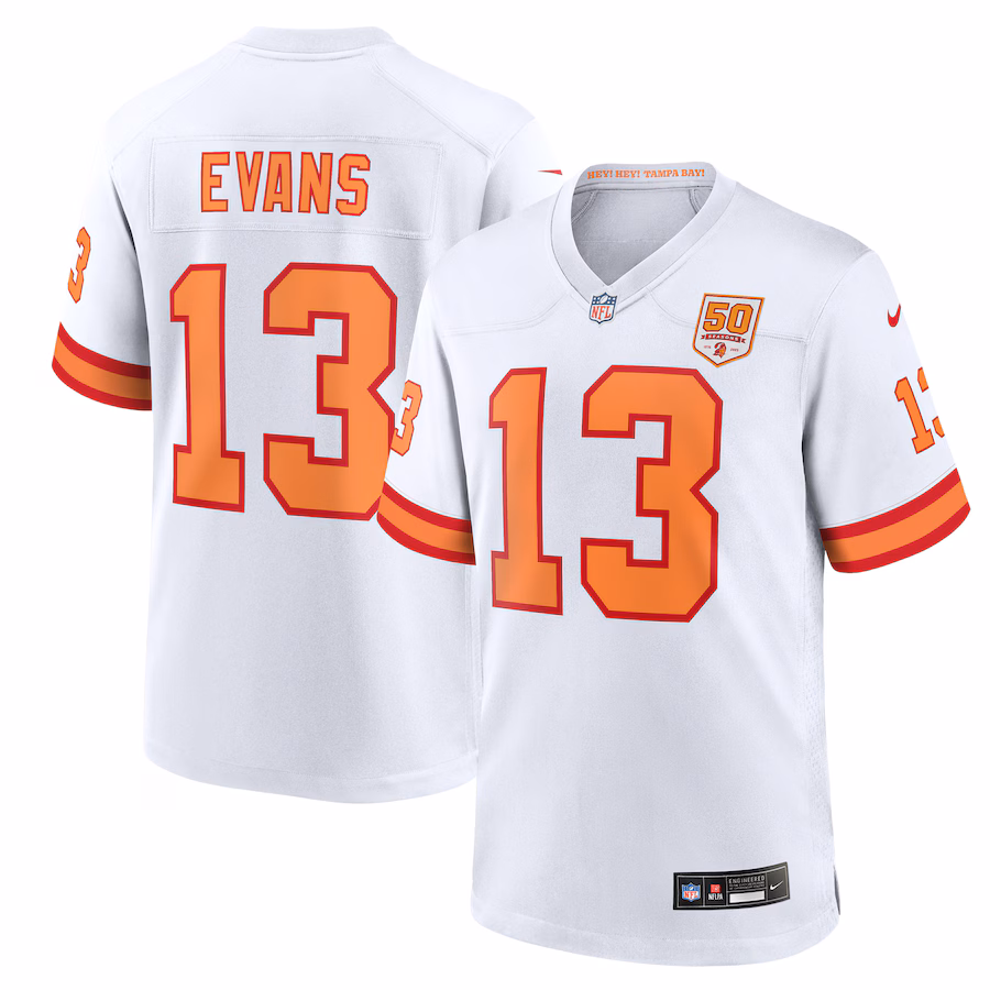 Men's '76 Tampa Bay Buccaneers Mike Evans Nike White 50th Season Game Jersey - ujerseystore
