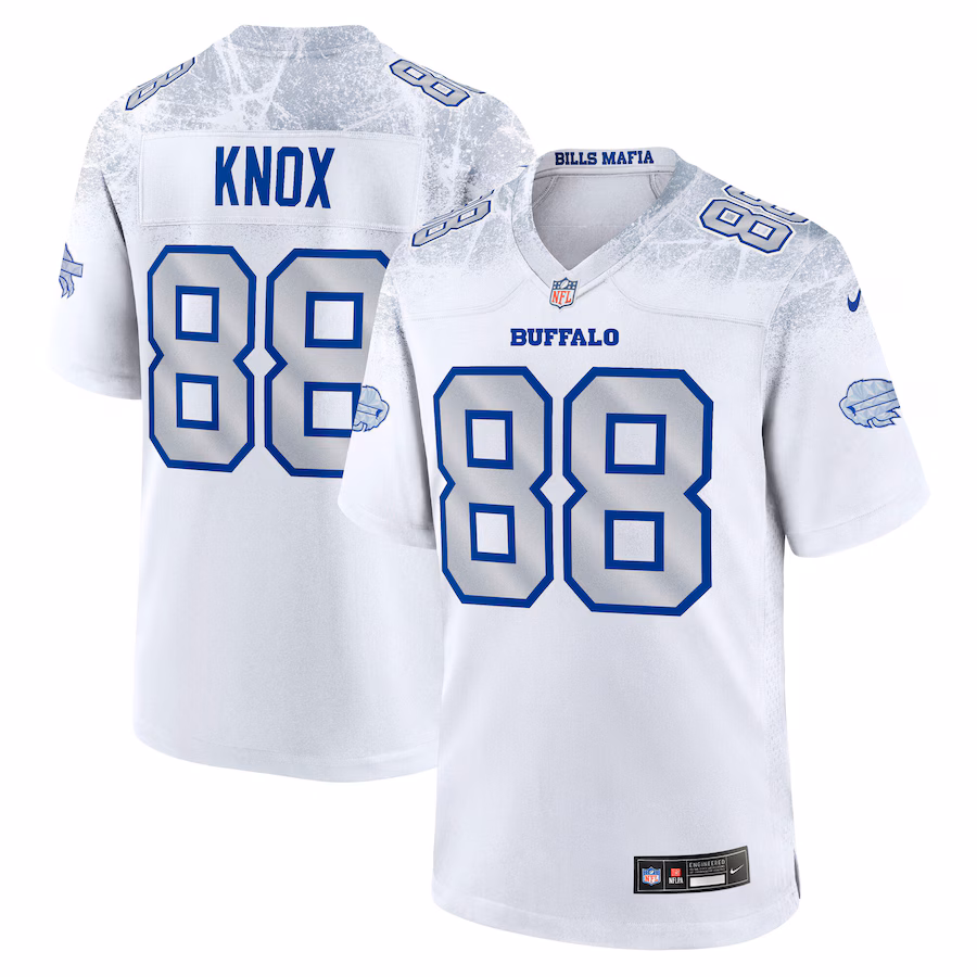 Men's Buffalo Bills Dawson Knox Nike White 2025 Rivalries Collection Game Jersey - ujerseystore