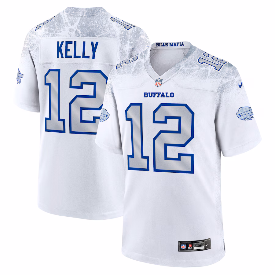 Men's Buffalo Bills Jim Kelly Nike White 2025 Rivalries Collection Retired Player Game Jersey - ujerseystore